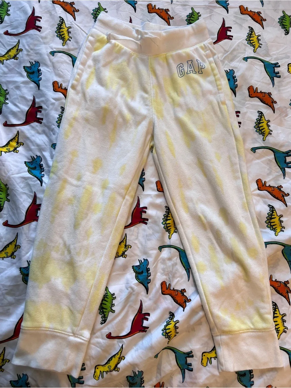 GAP Kids White Hoodie, Shorts & Joggers Set with Yellow Tie-Dye